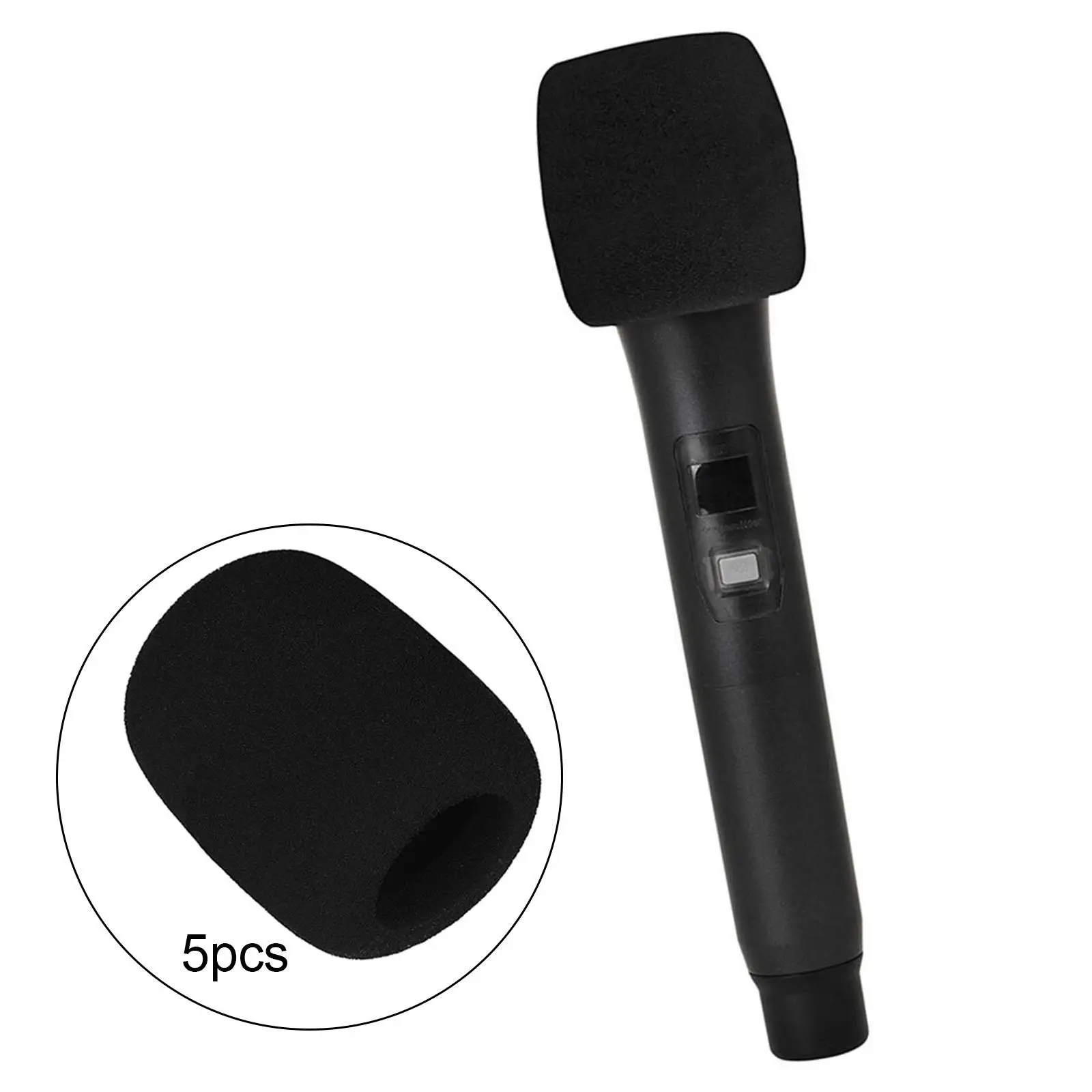 

5 Pieces Mic Sponge Covers Black Microphone Windscreen for Indoor Outdoor