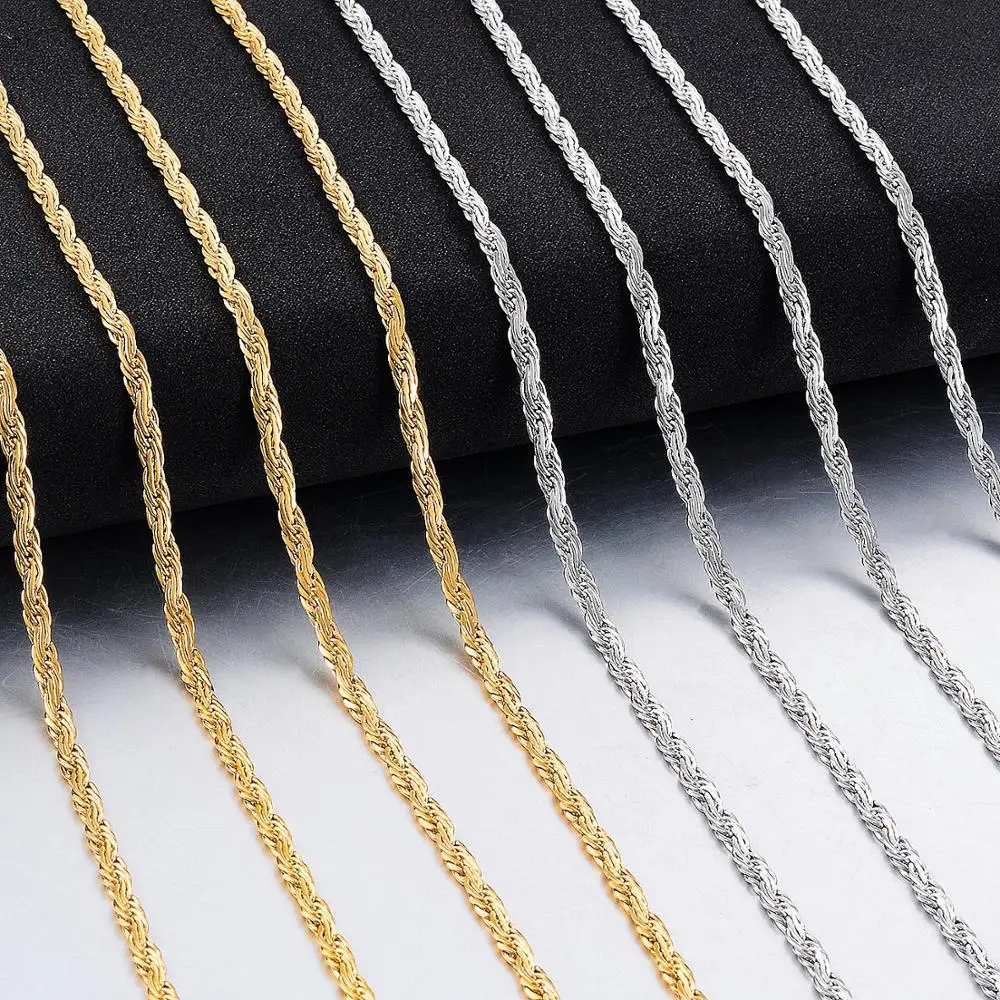 Модное ожерелье из нержавеющей стали с веревочной цепочкой и волнами