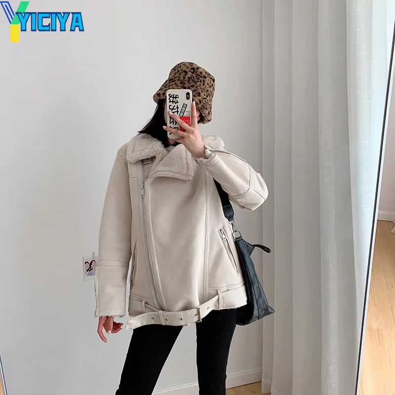 YICIYA Autumn And Winter Jackets 2023 Woman Thickened Double-sided Lamb Velvet Fur Coats Deerskin Jacket Cotton Female Clothing