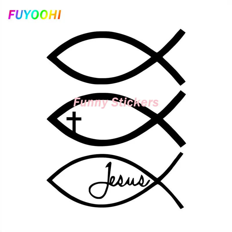 

Виниловая наклейка FUYOOHI с изображением Иисуса рыбы и Бога