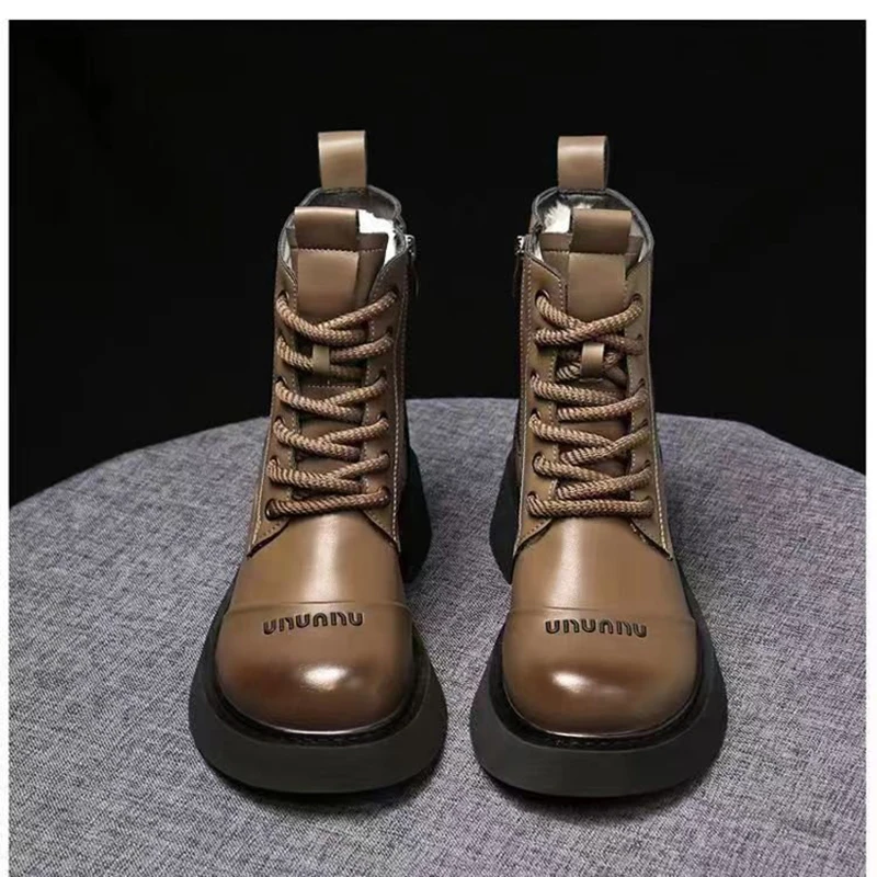 

Martin Boots Women's 2023 New Autumn Versatile Single Boots Women's Thick Sole Winter Plush Short Boots Soft Sole Anti slip