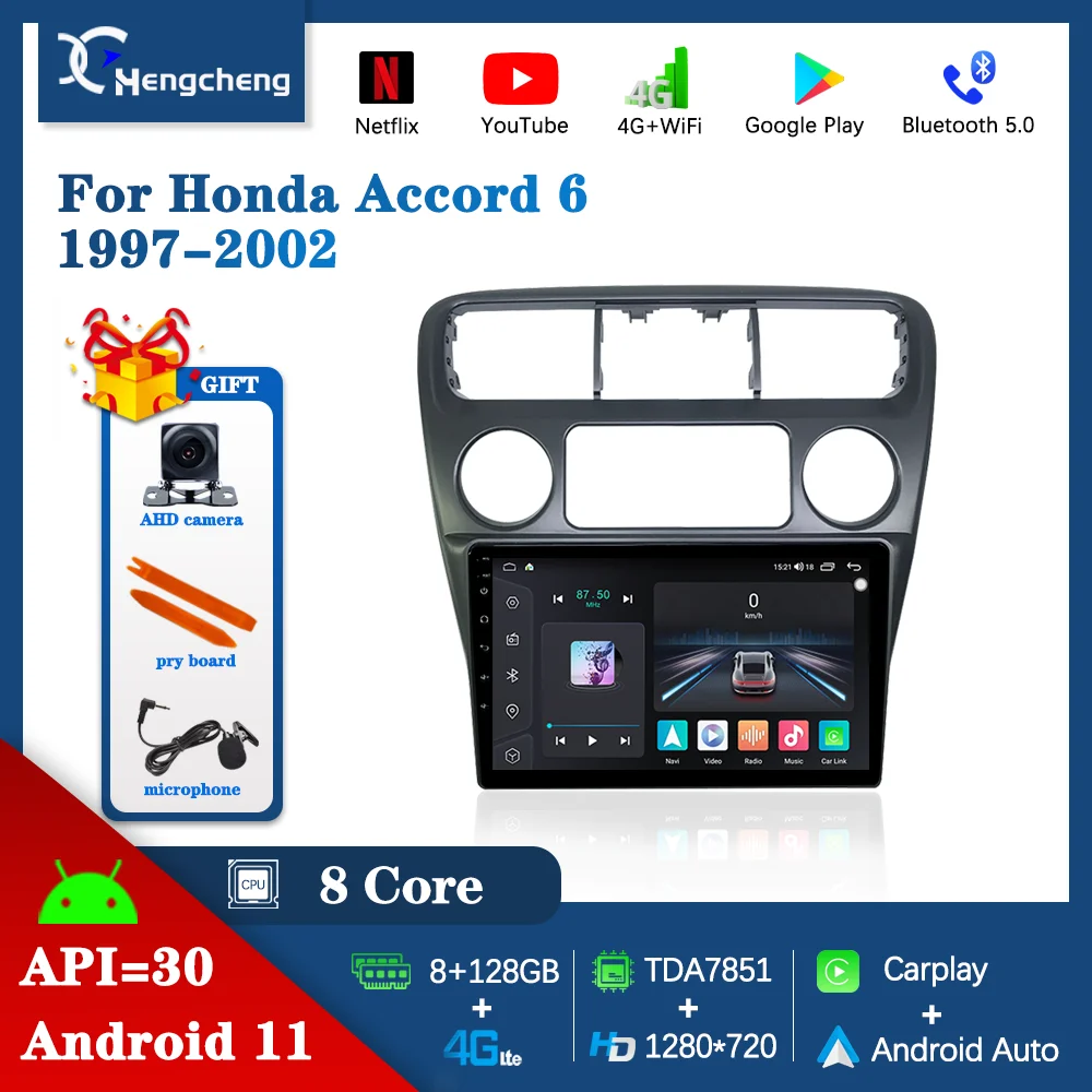 

For Honda Accord 6 1997-2002 Car Multimedia Video Player GPS Navigation Radio 8Core 6+128G Carplay Android Reversing Camera