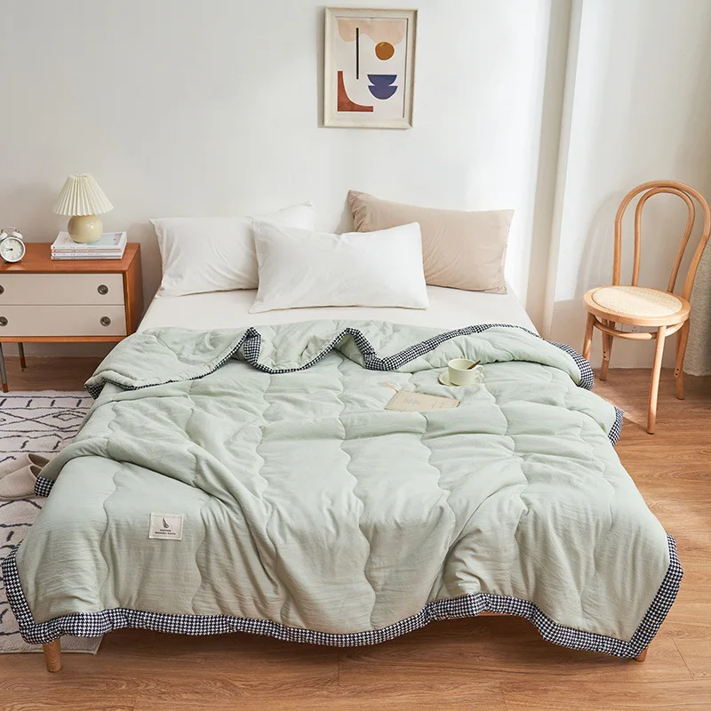 

Простое летнее одеяло в японском стиле, многофункциональное одеяло из промытого хлопка, впитывающее мягкое летнее крутое одеяло с влажным газом, тонкое одеяло