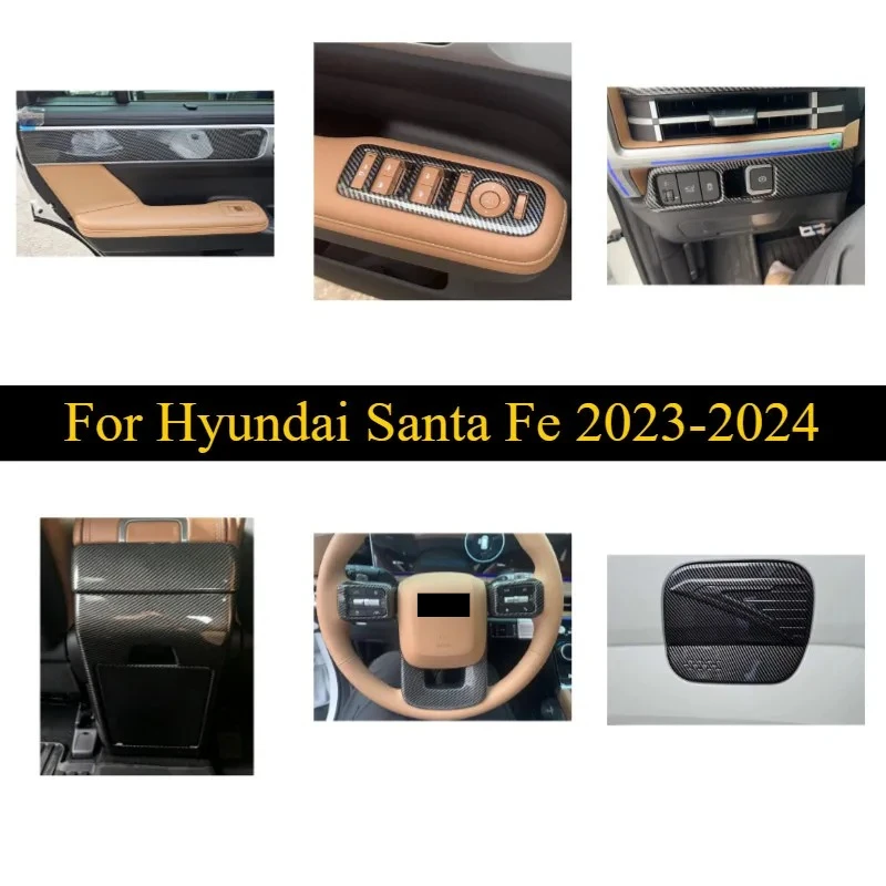 Фото Для Hyundai Santa Fe 2023-2024: Комплект внутренней отделки из АБС-пластика с эффектом карбона - полный комплект накладок для автомобиля, наклеивающиеся. №3