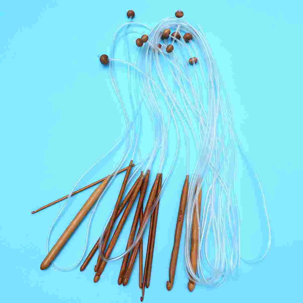 

Afghan Crochet Hook Knitting Needles Needle Wooden Hooks Set Bamboo Circular Tunisian Flexible Carpet Supplies Wood
