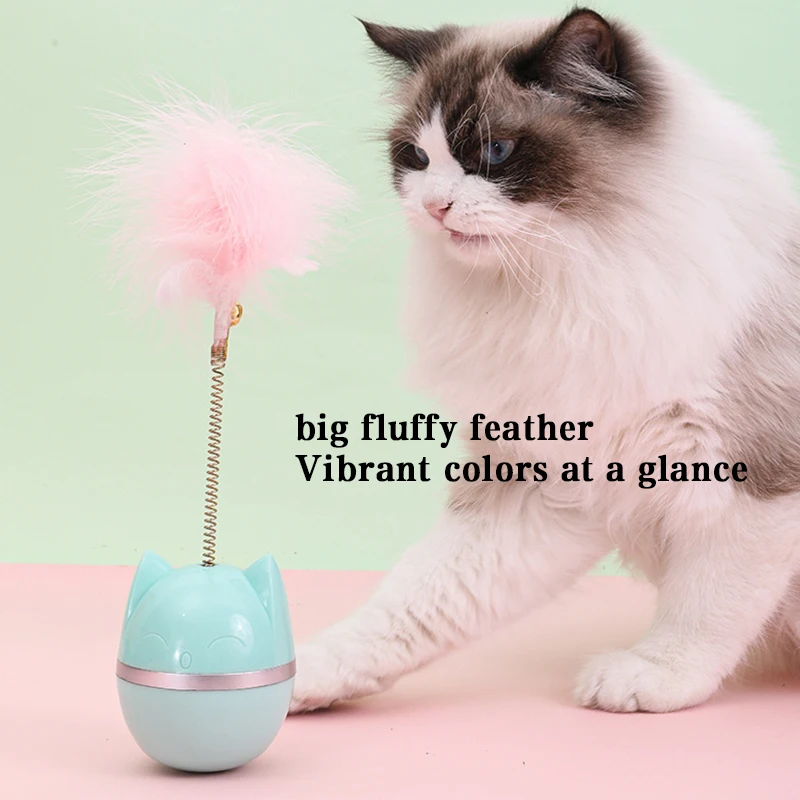 

High Quallity Cat Head Tumbler Cat Toy Feather Funny Cat Toy Interactive Self-hey Pet Kitten Toy Sway Left and Right for Indoor
