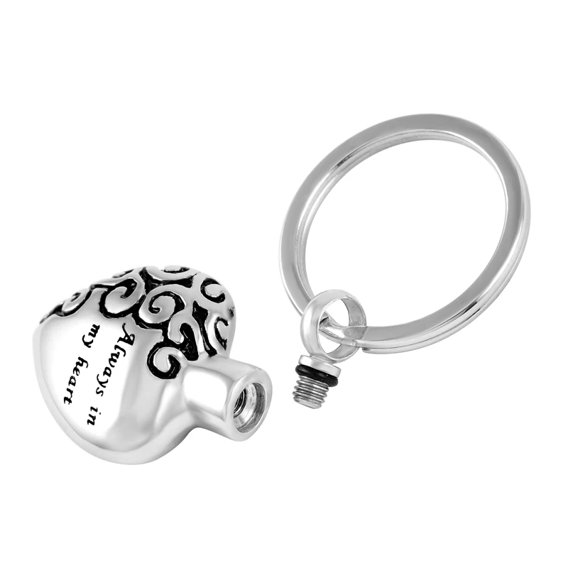 

10PCS Keychain Tag Memorial Jewelry Cremation Urn Pendant with Different design keyring Always in my heart Cremation Jewlery