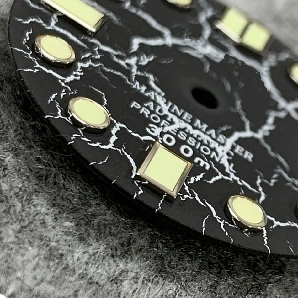 S Watch Dial Accessories Japan C3 Cracked Dial 28.5mm for NH35 NH36 Automatic Movement Green Luminous Men Watch Accessories