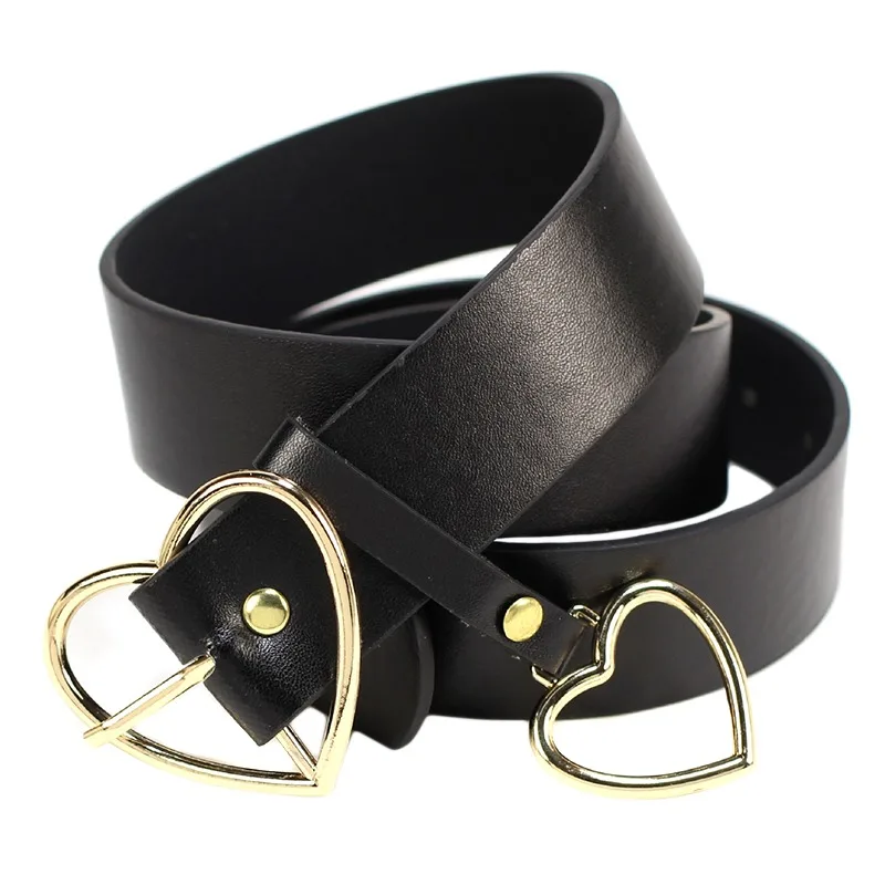 

Leather Belts For Women Fashion Jeans Classic Simple Heart Buckle Female Pin New Denim Dress Sword Goth Luxury Punk Gothic Belt