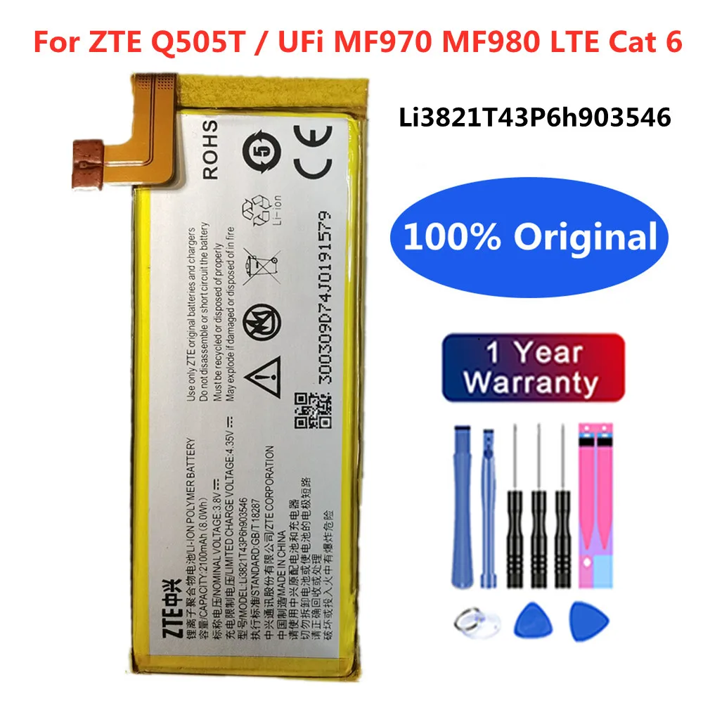 

Original ZTE 2100mAh LI3821T43P6H903546 Battery For ZTE Q505T / UFi MF970 MF980 LTE Cat 6 Smart Mobile Phone Battery Batteries