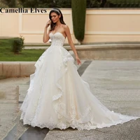 elegant a line princess lace wedding dresses 2022 for women sweetheart strapless applique backless bride gown vestidos de novia