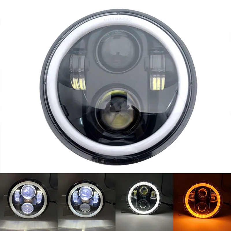 

5.75" Inch Round LED Headlight with Halo Ring DRL Amber Turn Signal For Honda Shadow VT 600 700 750 1100 VTX 1300 1800