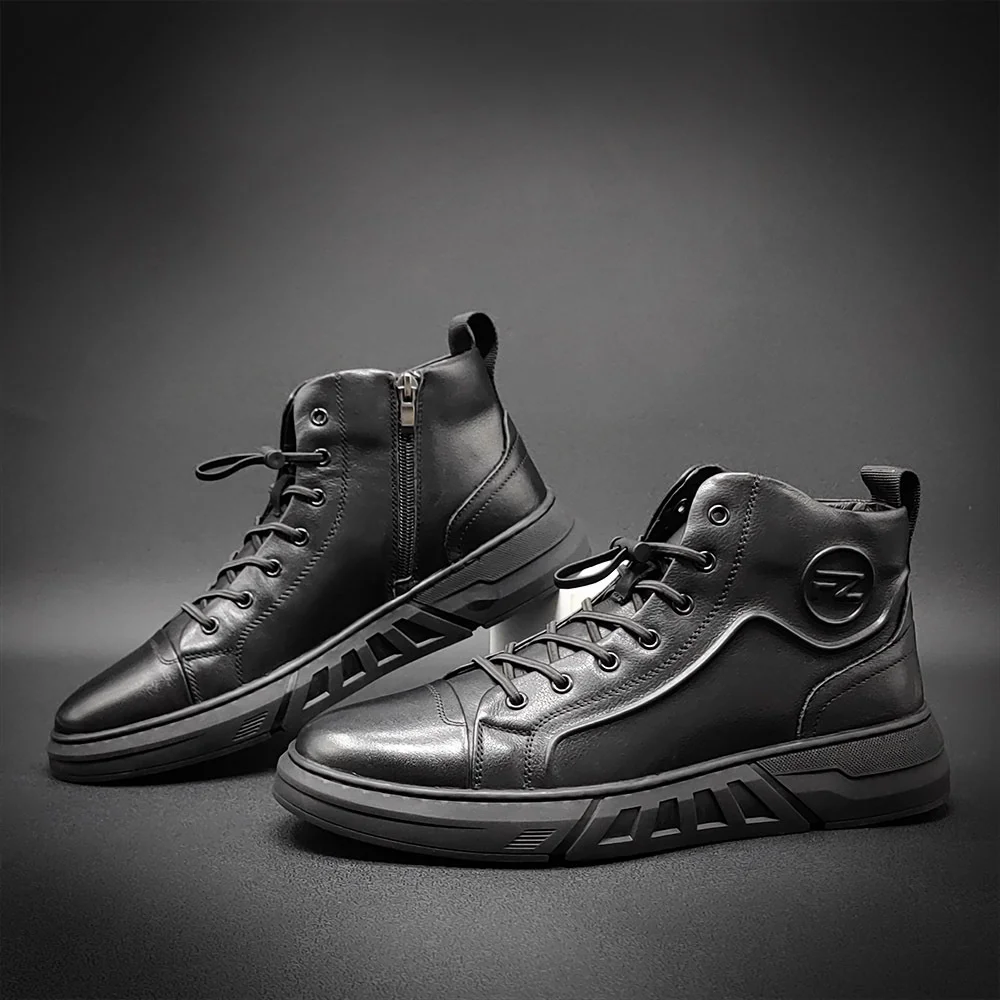 

Роскошная брендовая повседневная мужская обувь из натуральной кожи с высоким верхом на осень и зиму Роскошные тисненые мужские универсаль...