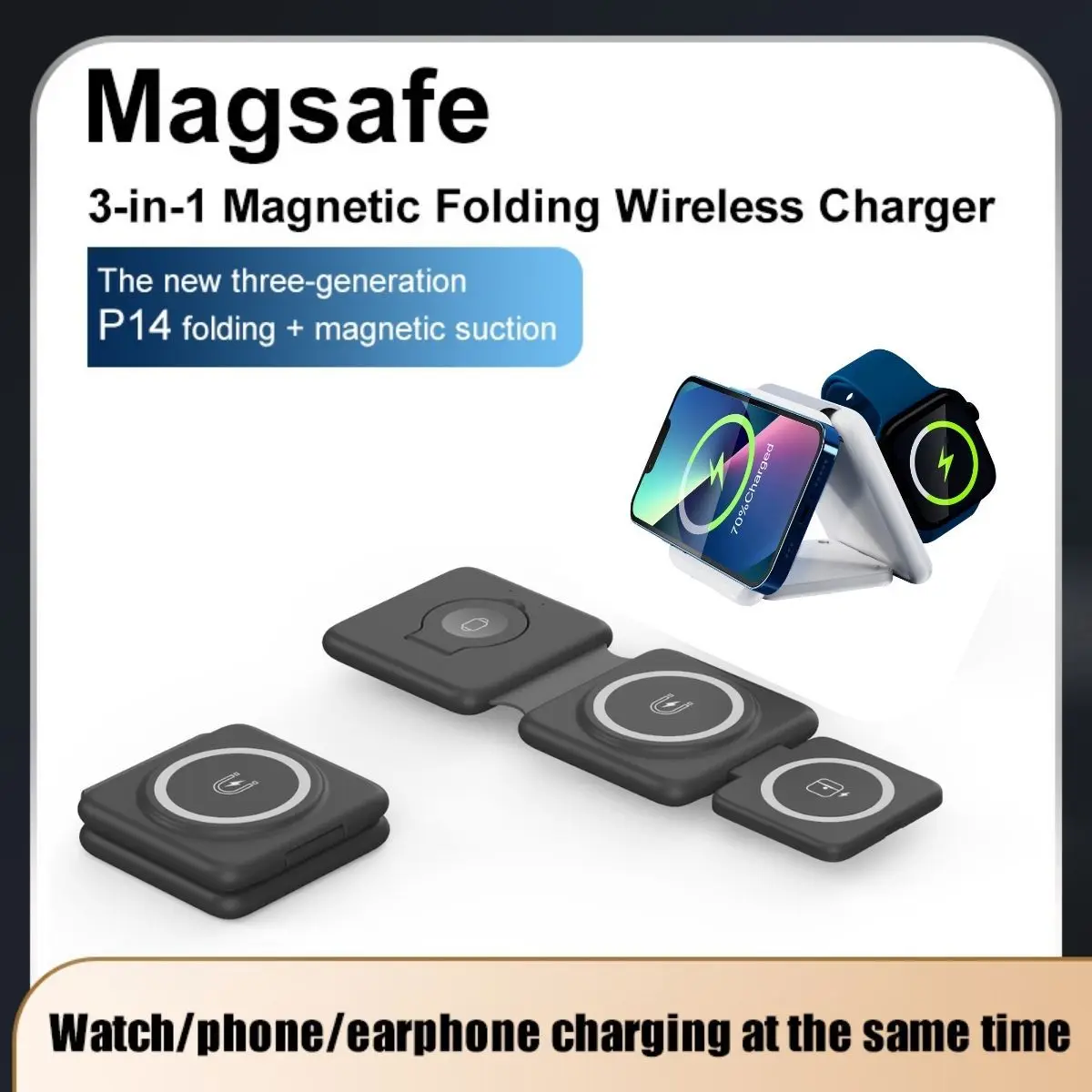 

3 in 1 Magnetic Wireless Charger Pad Stand for iPhone 14 13 12 11 Pro Airpods iWatch Chargers Fast Charging Dock Station magsafe