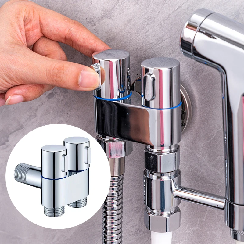 

G1/2 Zinc Alloy Three-way Filling Angle Valve Wall Mount One Into Two Out Water Cleaning Sprayer for Bathroom Toilet Accessories