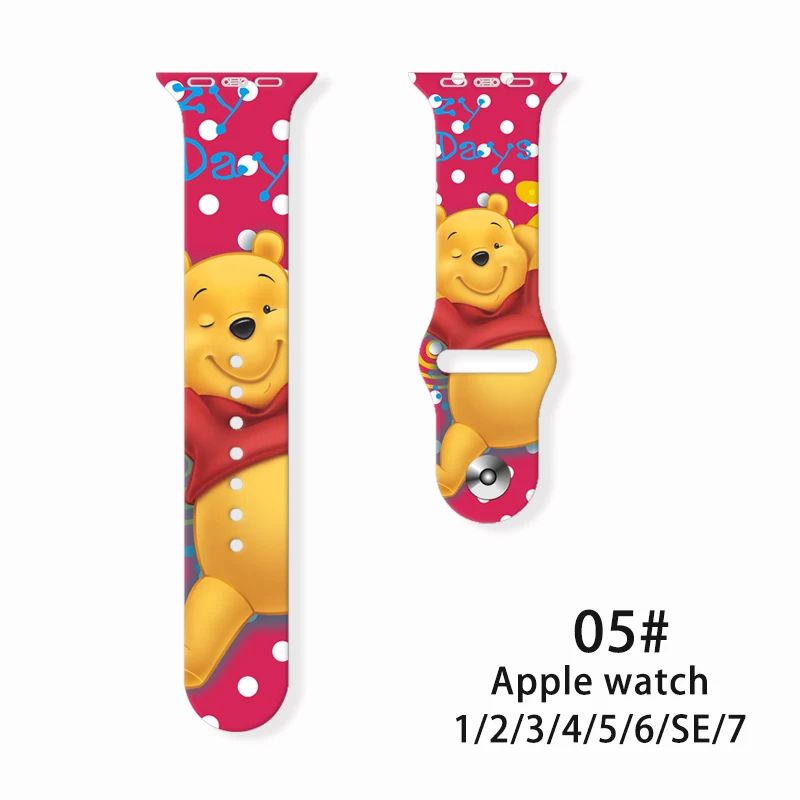 2022 New Winnie the Pooh silicone For Apple Watch Band 41mm 45mm 44mm 42mm 40mm 38mm Bracelet For iWatch SE 7 6 5 4 3 2 1