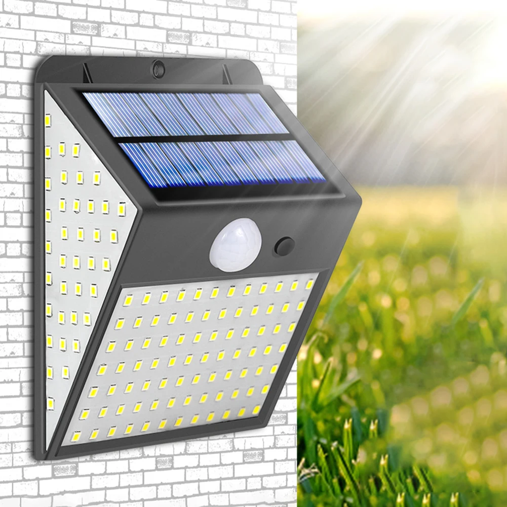 

158LED Solar Light Outdoor PIR Motion Sensor IP65 Waterproof Wall Lamp 4 Sides Sunlight for Garden Decoration Street
