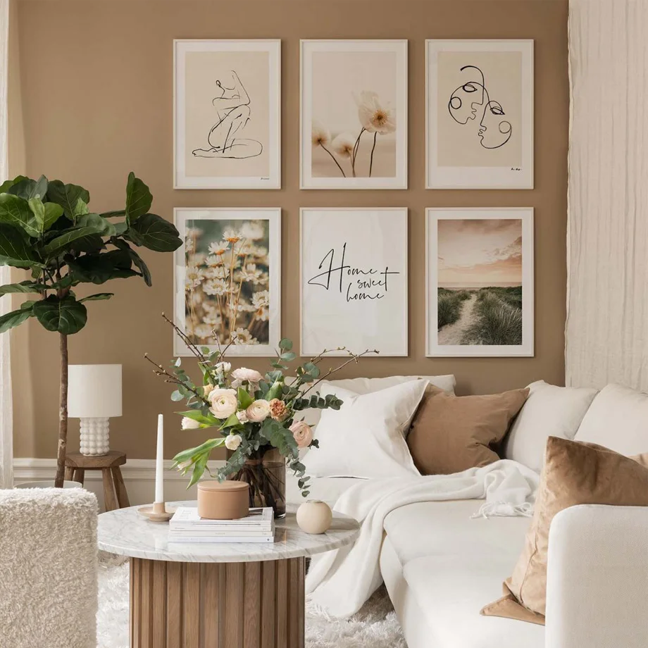 

White Flowers Beach Grass Abstract Line Wall Art Canvas Painting Nordic Posters And Prints Wall Pictures For Living Room Decor