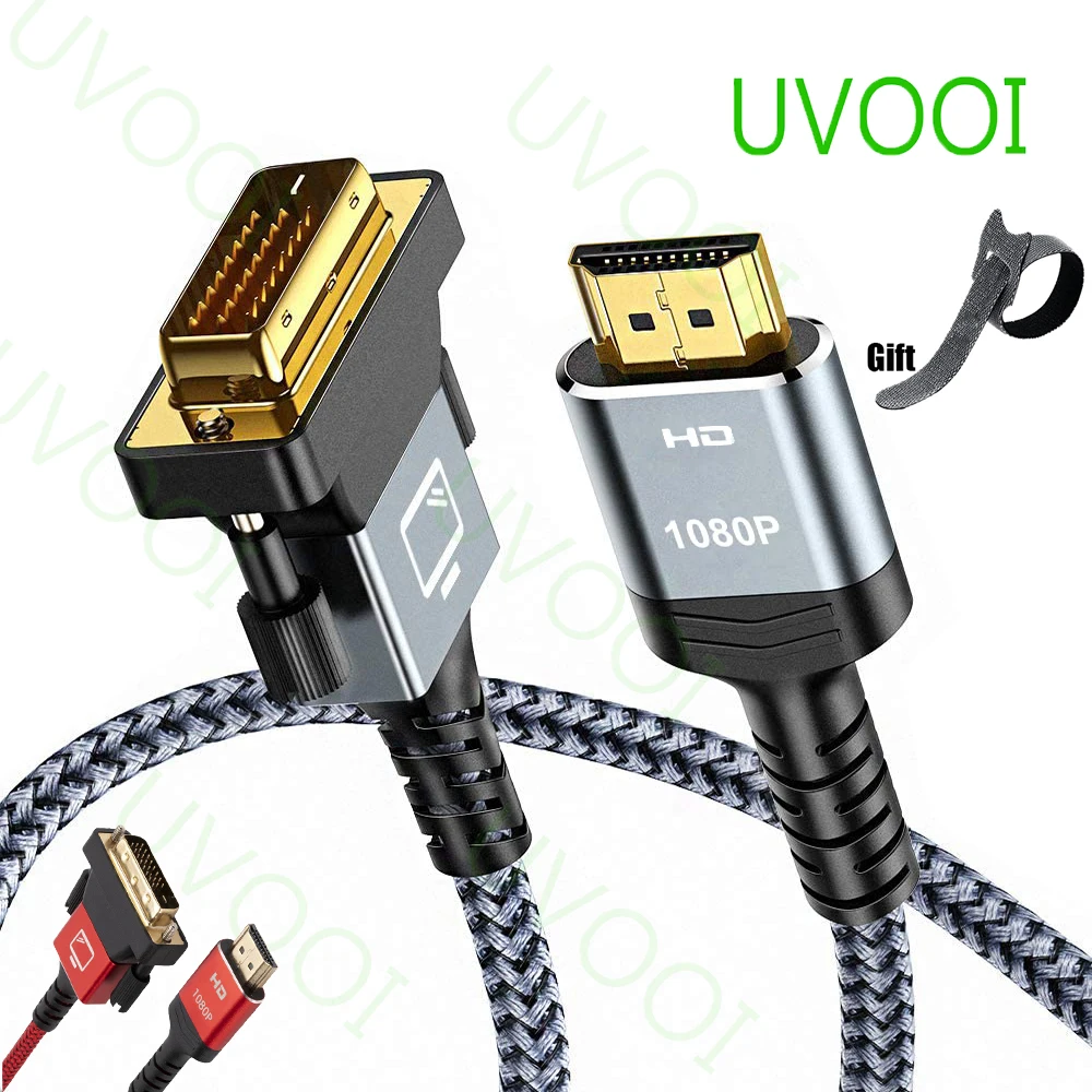 

UVOOI HDMI To DVI Cable Bi-Directional Nylon Braid Support 1080P High Speed Adapter For PS4 PS3 TV Xbox Monitor PC Projector