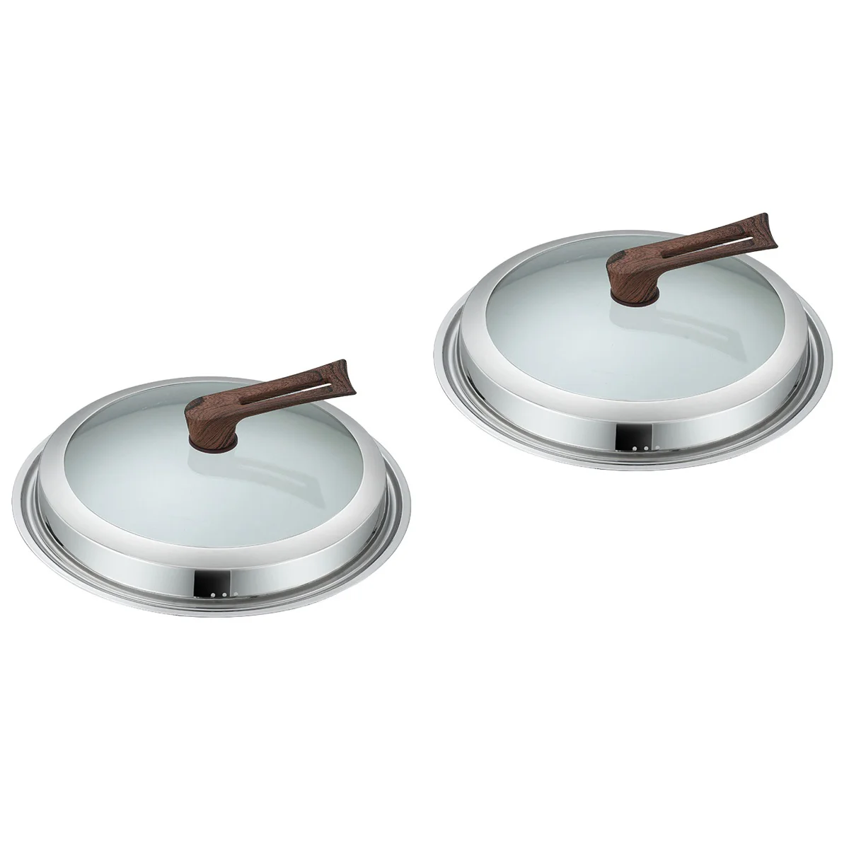 

2pcs Stainless Steel Pot Cover Visible Pan Lid Wok Overflow Cover Household Cookware Accessory