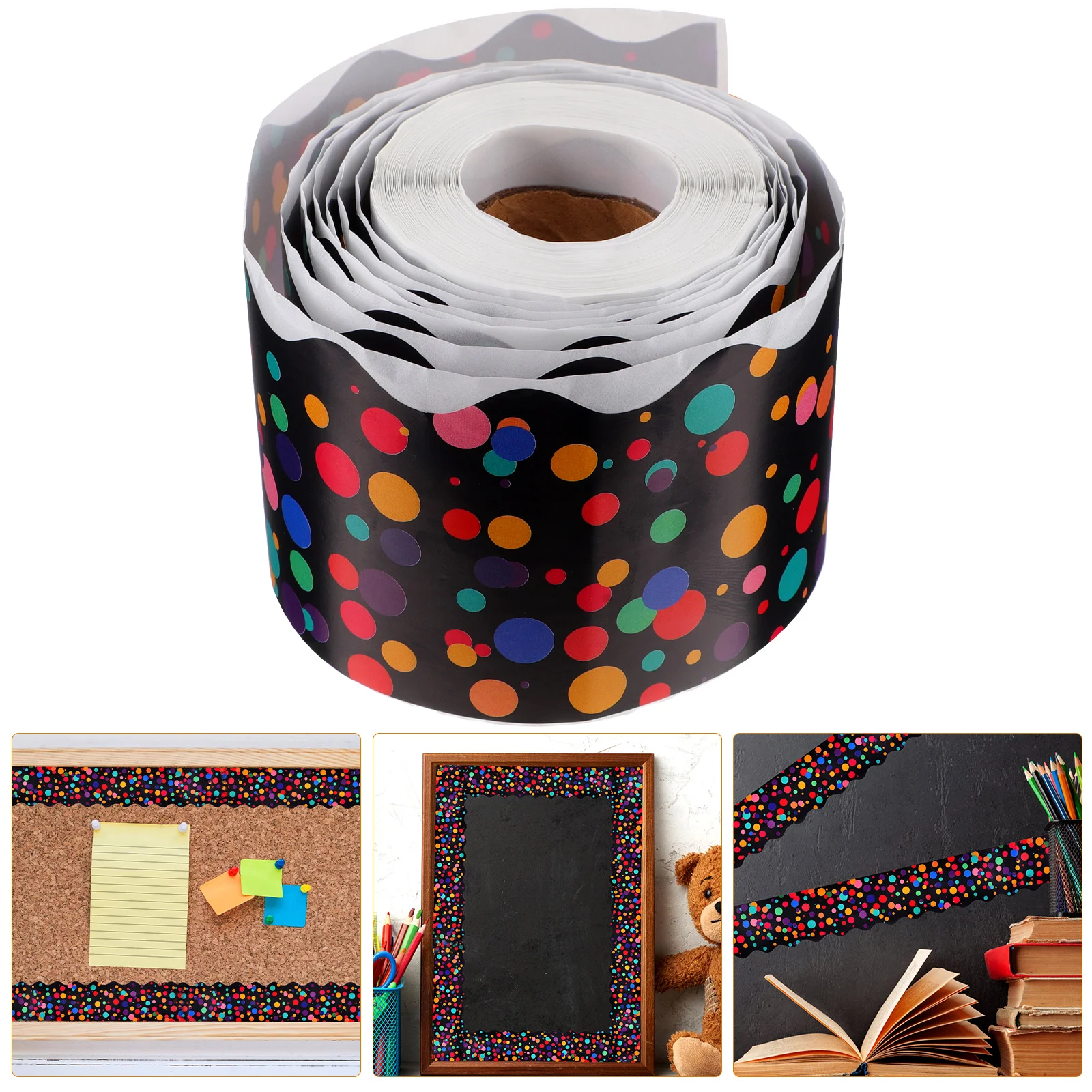 

Colorful Polka Dot Stickers Blackboard DIY Wall Decor Border Paper Trim Cartoon Borders Classroom Bulletin Applique Decorations