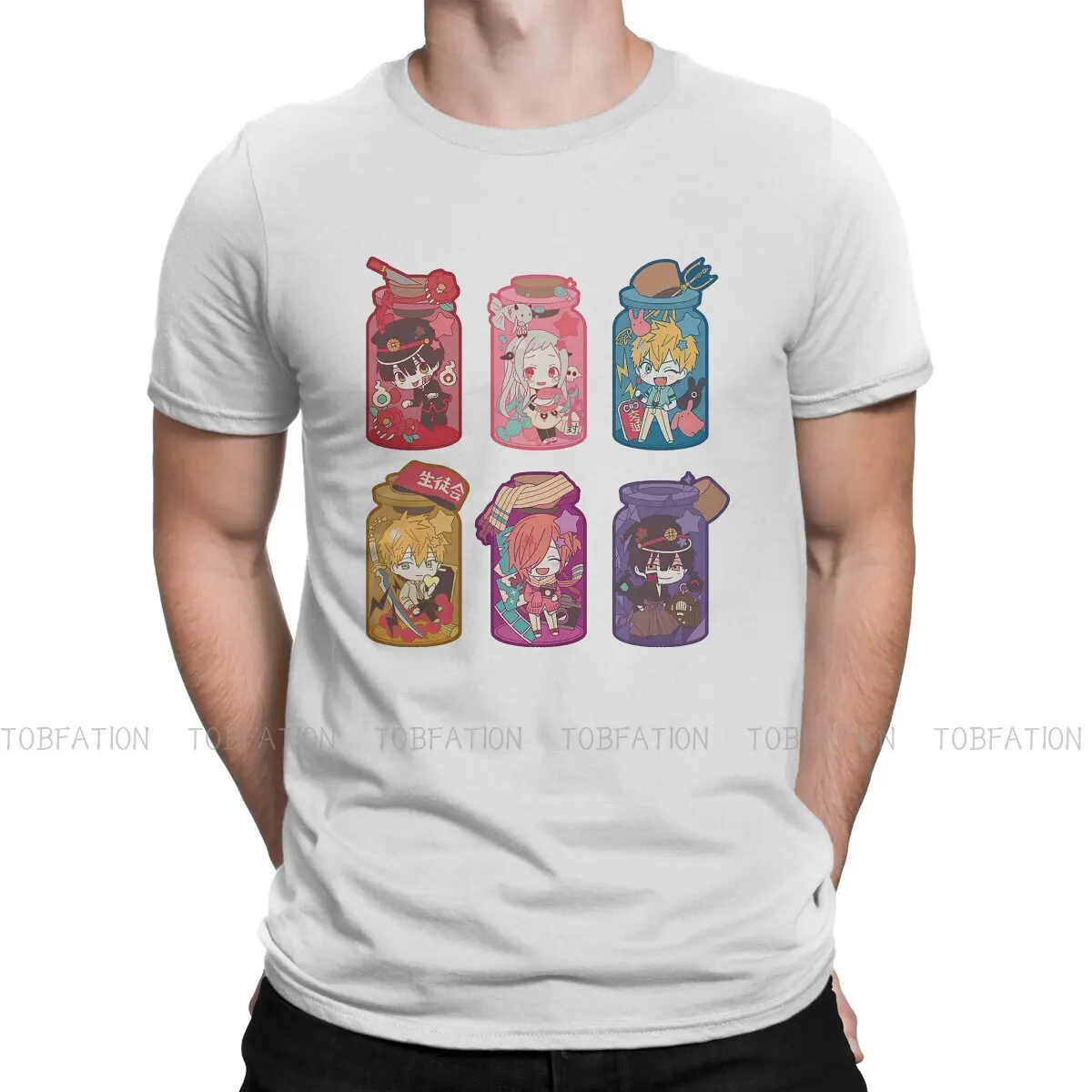 

Toilet Bound Hanako Kun Chibi Wishing Bottles Fashion TShirts Hanako Kun Men Style Pure Cotton T Shirt Round Neck Oversized