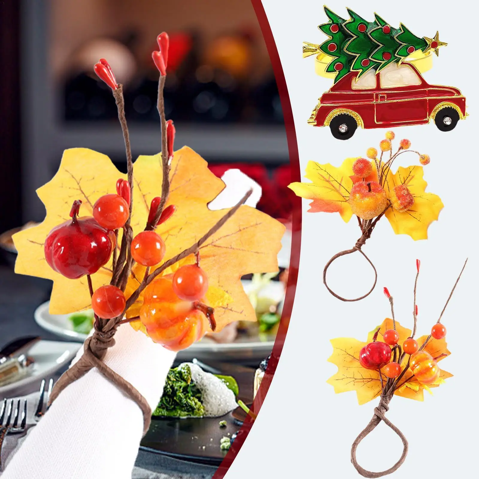 

Оранжевое кольцо для салфеток на Хэллоуин с изображением тыквы и листьев кольцо с Кленовым листом красная Осенняя Пряжка для салфеток A0N3