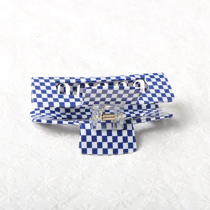 1 шт. клетчатые заколки для волос Винтажные банановые зажимы из целлюлозного