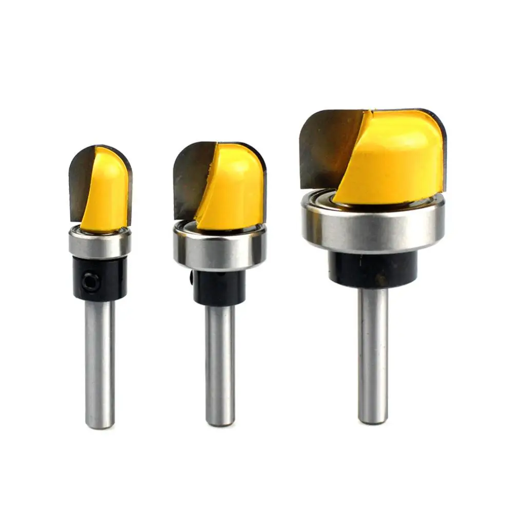

3pcs/set 6mm Shank Deep Round Bottom Router Bits for Wood Working with Ball Bearing, Durable Dish Carving Router Bit Set