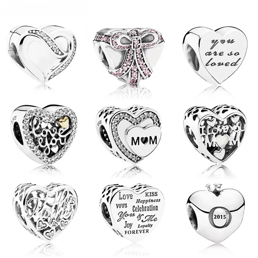 

New Fashion Exquisite Charm 100% Real 925 String Mother's Day Gift Letter For Diy Bracelet Original Lady Mother