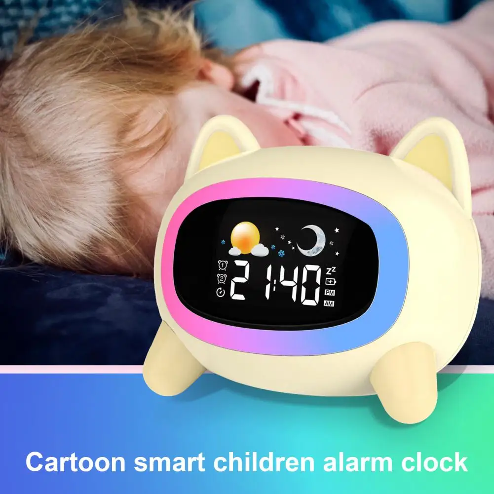 

Digital Alarm Clock Dual Timing Luminous Funny Night Light Rechargeable Cartoon Toddlers Sleep Training Smart Desk Clock Dorm Su