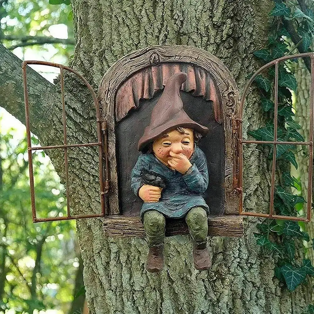

Climbing Dwarf Sculpture Gnome Art Statues Collecting Garden Fairy Resin Home Figurines Decoration Outdoor Ornament & Minia J4t4