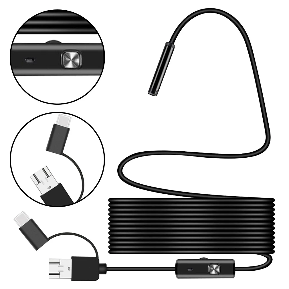 

LESHP 2M 7mm Lens USB Inspection Camera Waterproof 6 LEDs Mini USB Endoscope Borescope Tube For Android PC Computer TOP 2 in 1