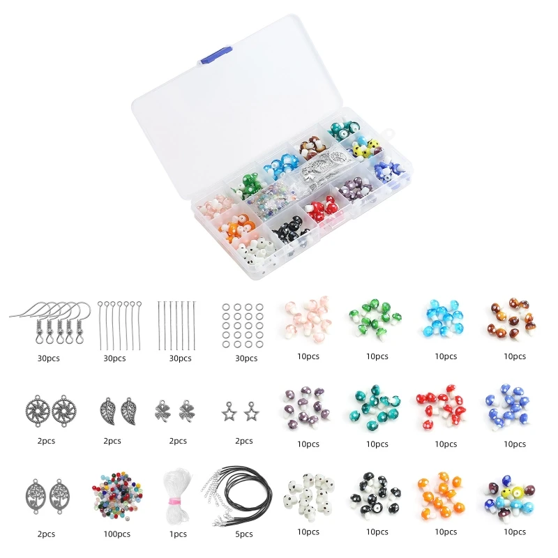 

Mushroom Bead Mixed Color Fashion Handmade Glass Smooth Loose Bead Hole Bead For Jewelry Making Finding Necklace Charm