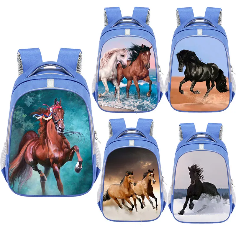 Large Children Animal Horse School Bag for Teenager Boys Girls Cool Pony Schoolbag for Kids Fashion Men's Travel Backbag