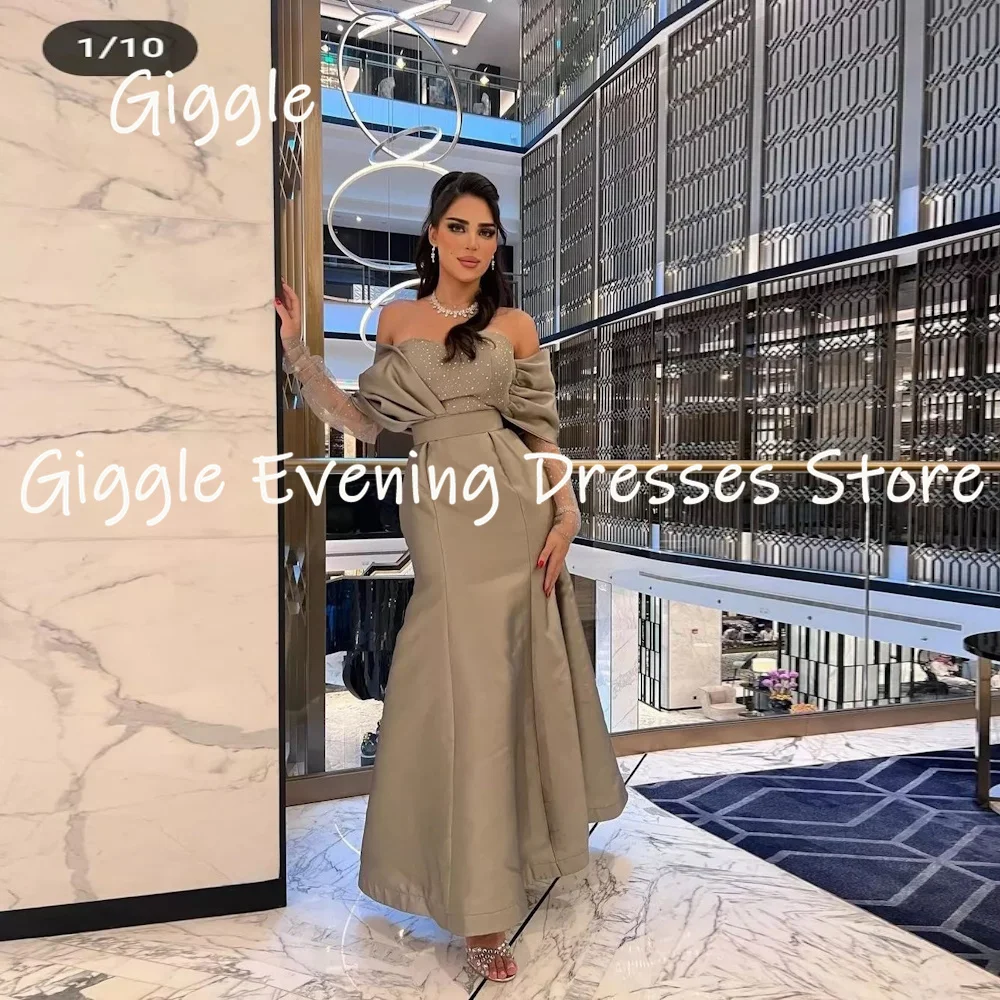 

Giggle Satin Mermaid Off-the-shoulder Popular Ruffle Formal Prom Gown Ankle-length Evening Elegant Party Dresses for Women 2023