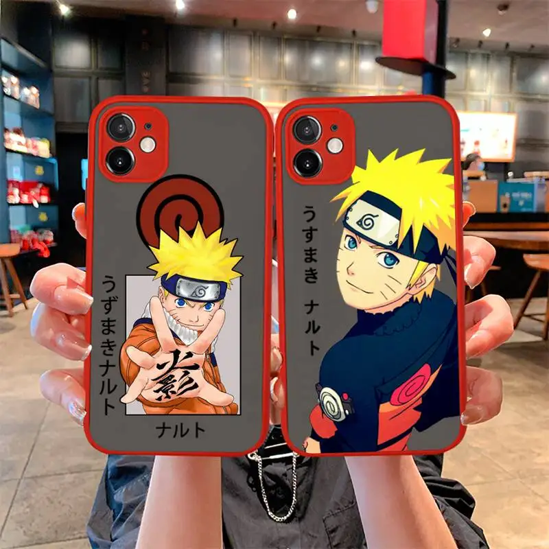 

Uzumaki Naruto Phone Case For iphone 13 12 11 Pro Mini Max XS X 8 7 Plus SE 2020 XR Matte Transparent Light red Cover