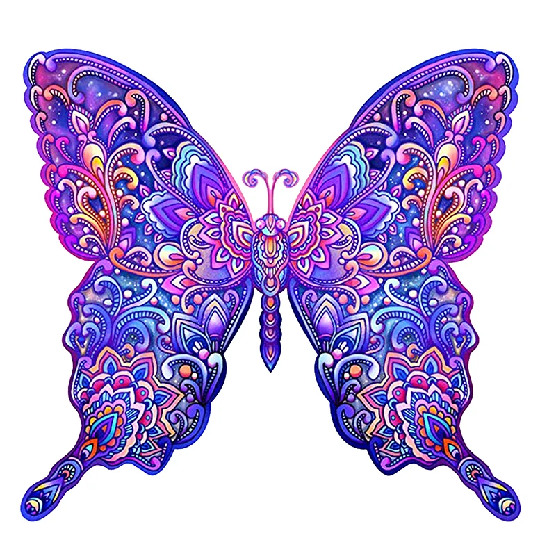 

New Colorful Butterfly Animal Puzzle Wooden Pieces 70~120 A5 Size Plastic Bag Pack Jigsaw Toys Wholesale Children Gift Items