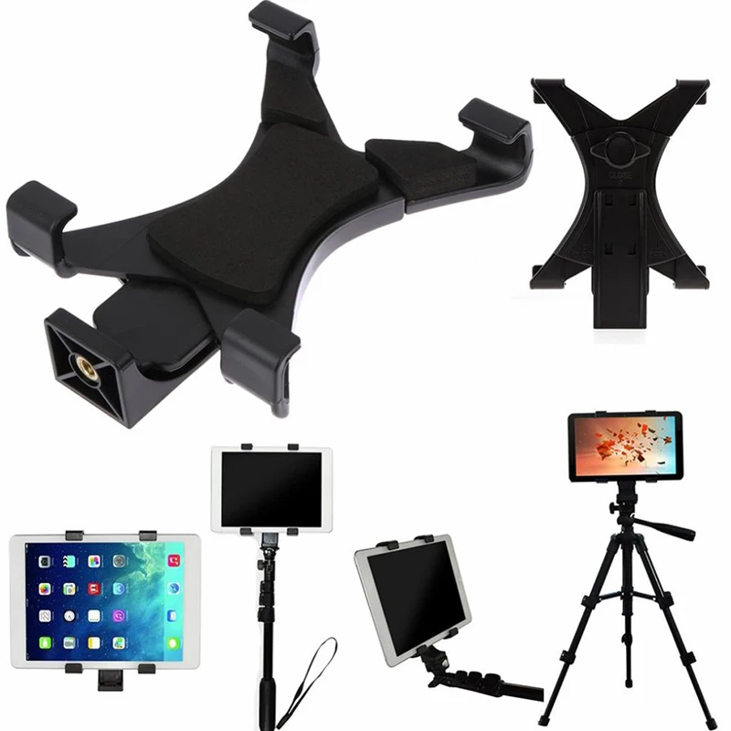 

Universal Tablet Tripod Mount Clamp With 1/4" Thread Adapter For iPad 2/3/4/Air/Air2/mini For Galaxy Tablet Phone Bracket Holder