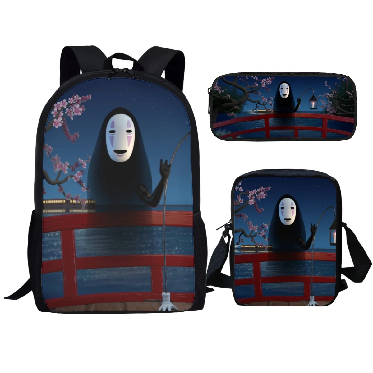 Spirited Away 17 Inch Student Backpack Fantasy Adventure Movie People Pencil Case Creative Design 3 Pcs/Set Child Crossbody Bags
