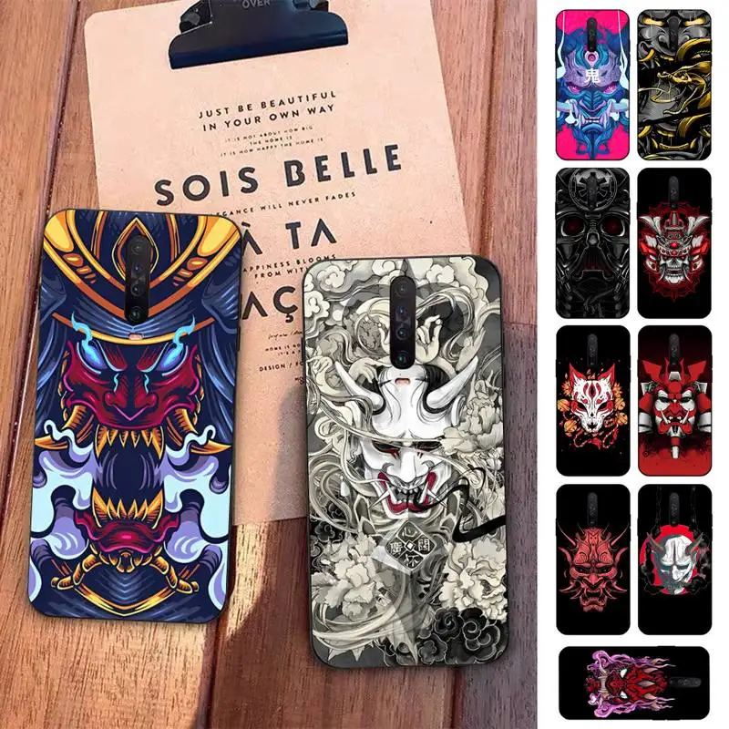 

Samurai Oni Mask Phone Case For Redmi 5 6 7 8 9 10 plus pro 6 7 8 9 A GO K20 K30 K40 pro plus F3 Fundas