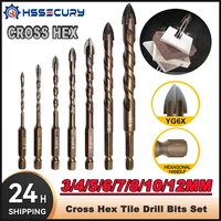 cross hex tile drill bits set 3 12cm hard alloy triangle porcelain stone glass ceramic concrete drill bit hole opener for wall