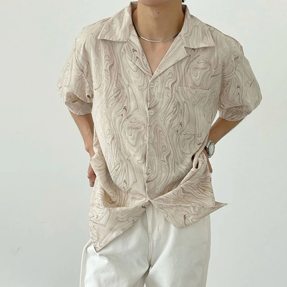 

Summer Men Casual Shirts Peach Heart Bear Short Sleeve Printed Shirt Japanese Style Retro Vintage Men And Men's Ins Hawaii