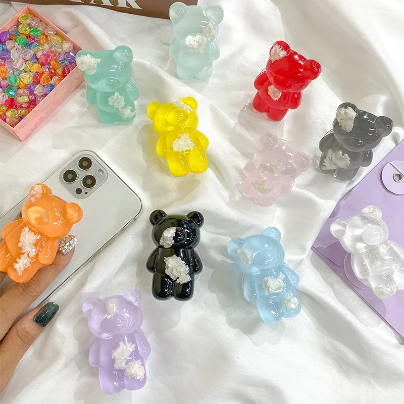 

Ins Solid Color Cloud Bear Phone Holder Cute Retractable Simple Phone Grip for IPhone Samsung Xiaomi Mobile Phone Accessories