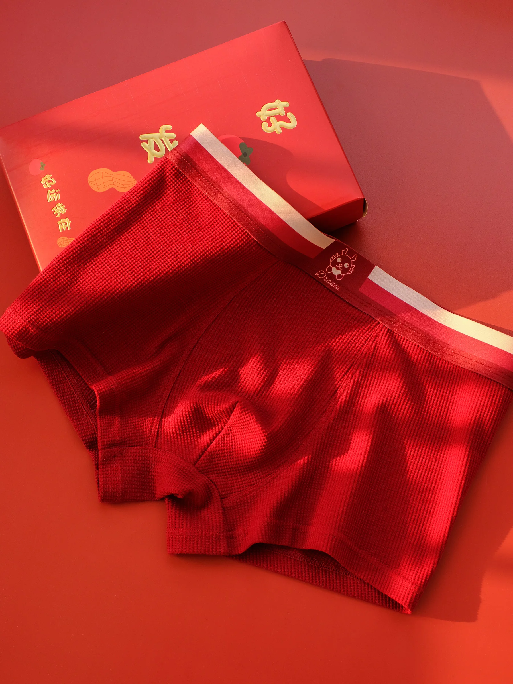 Боксеры мужские хлопковые нижнее белье с надписью Red Year of Fate шорты Подарочная