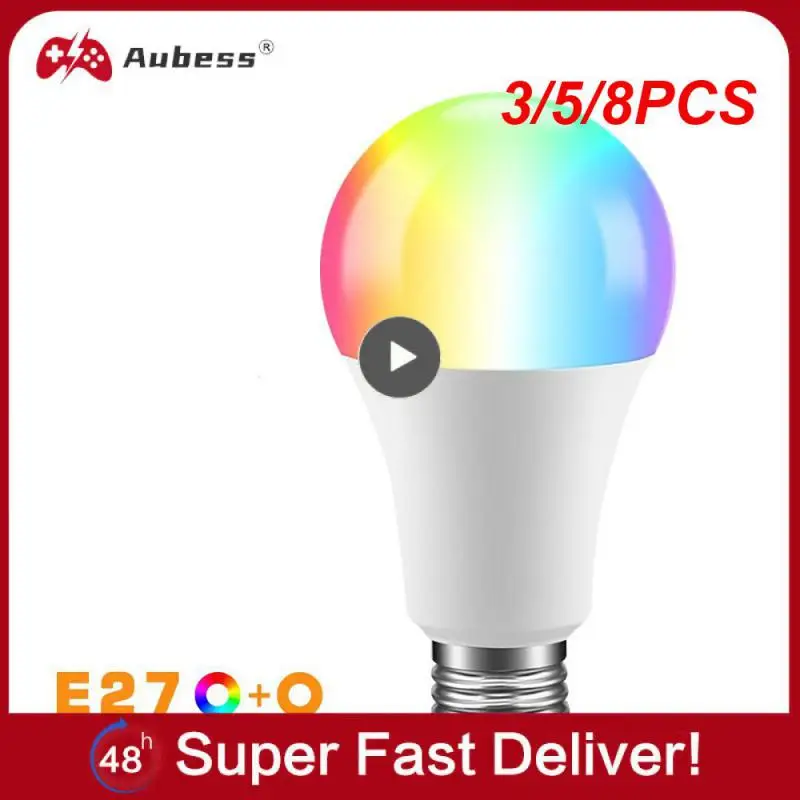 

3/5/8PCS Voice Control Smart Light Bulb E27 Wifi Smart Bulb Home App Remote Control Wifi Rgb+ White Light Bulb Matter Control