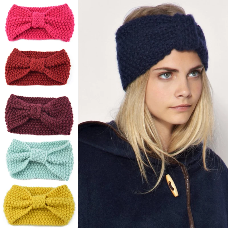 

Широкая повязка для волос с перекрестным узлом, шерстяная пряжа, вязаная крючком эластичная повязка на голову с бантом из зернистой кукуруз...