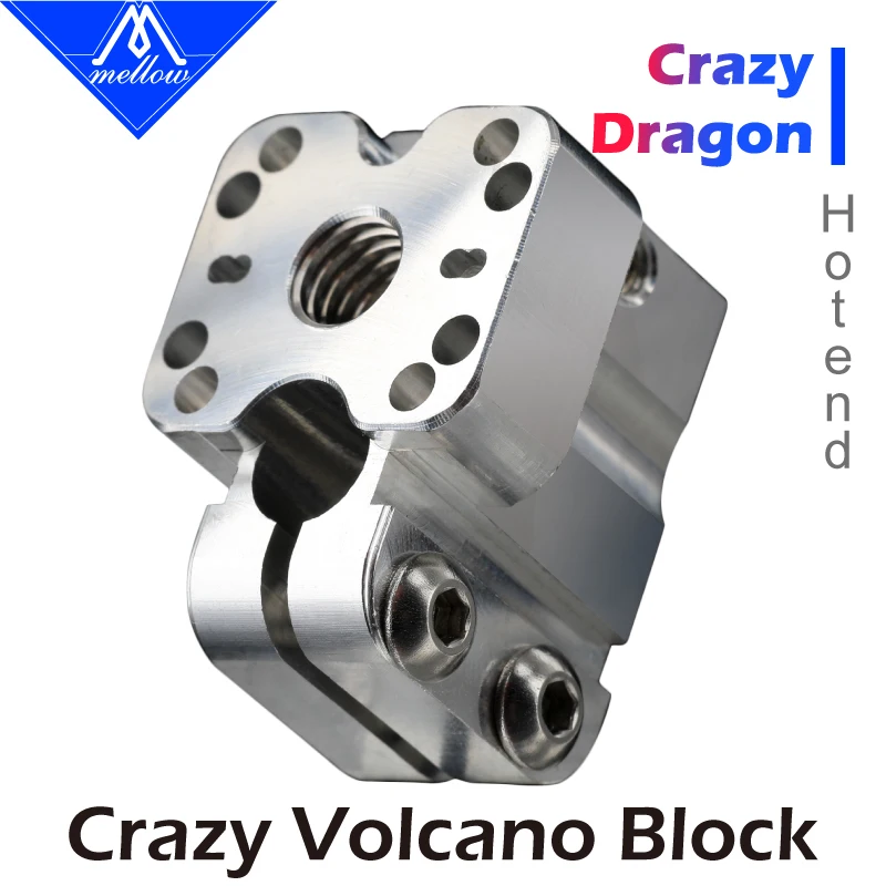 

2023 Mellow NF-Crazy-Volcano Heater Block Copper/Aluminum For 3D Printer NF-Crazy Hotend Dragon Hotend Volcano Nozzle --------