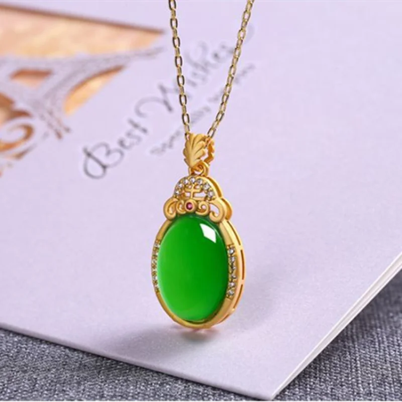 Оптовая продажа с завода подвеска из халцедона 925black Женская винтажная Золотая