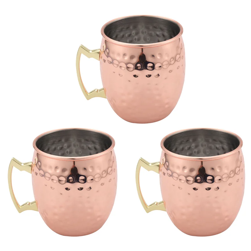 

3X Ounces Hammered Copper Plated Moscow Mule Mug Beer Cup Coffee Cup Mug Copper Plated Cocktail Cup